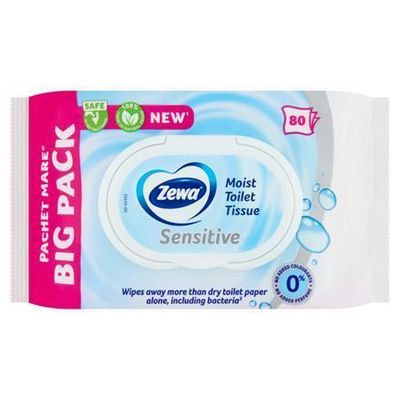 ZEWA Vlhčené toaletní ubrousky Sensitive, 80ks