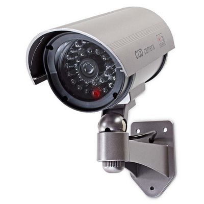 NEDIS atrapa bezpečnostní kamery s infračervenou LED/ bullet/ IP44/ venkovní/ šedá