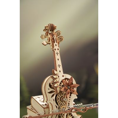 RoboTime 3D dřevěné mechanické puzzle Kouzelné violoncello (elektrický pohon)