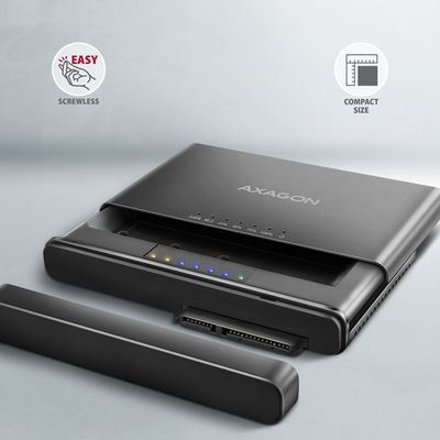 AXAGON ADSA-CC USB-C 10Gbps - NVMe M.2 SSD & SATA 2.5/3.5 SSD/HDD CLONE MASTER 2 adaptér