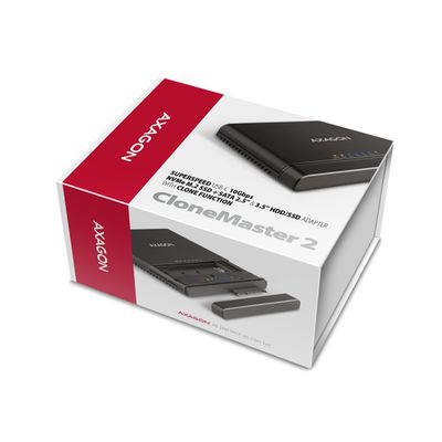 AXAGON ADSA-CC USB-C 10Gbps - NVMe M.2 SSD & SATA 2.5/3.5 SSD/HDD CLONE MASTER 2 adaptér