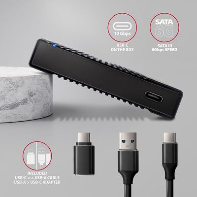 AXAGON EE25-GTR, USB-C 10Gbps - SATA 6G 2.5 RIBBED box, černý