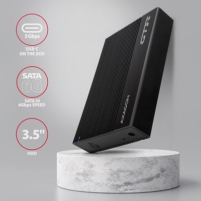 AXAGON EE35-GTR, USB-C 5Gbps - SATA 6G 3.5 RIBBED box, černý