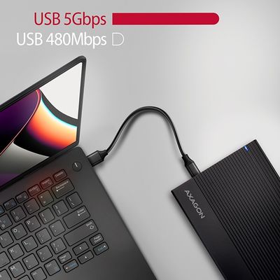 AXAGON EE35-GTR, USB-C 5Gbps - SATA 6G 3.5 RIBBED box, černý