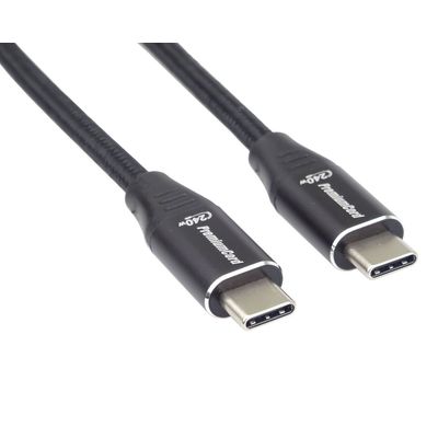 PremiumCord Kabel USB-C M/M, 240W 480Mbps černý bavlněný oplet, 0,5m
