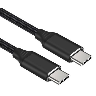 Kabel USB-C M/M, 240W 480Mbps černý bavlněný oplet, 1,5m