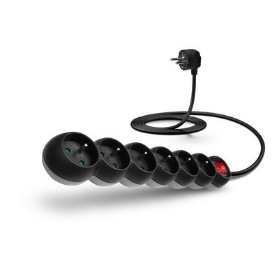 Connect IT prodlužovací kabel 230 V, 6 zásuvek, 2m, s vypínačem (černý)