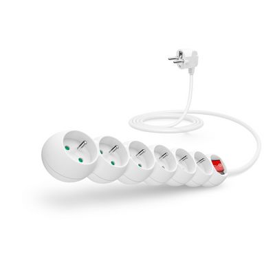 Connect IT prodlužovací kabel 230 V, 6 zásuvek, 2m, s vypínačem (bílý)