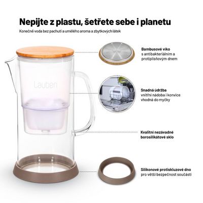 Lauben Glass Water Filter Jug 32GW - filtrační konvice