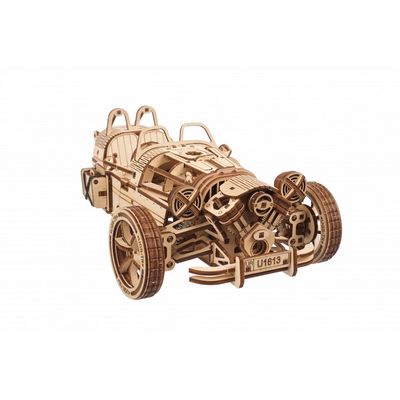 Ugears 3D dřevěné mechanické puzzle Tříkolka UGR-S