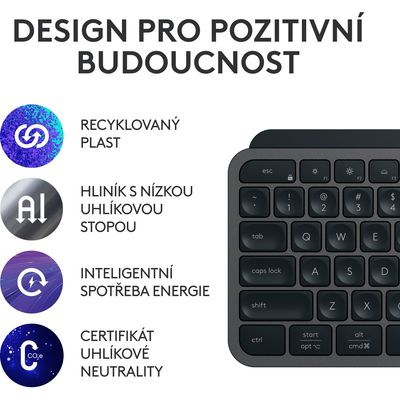 Logitech MX Keys S, CZ, bezdrátová klávesnice, černá/grafitová