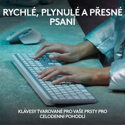 Logitech klávesnice Wireless MX Keys S, US, INTL, bezdrátová, Pale Grey, Bolt