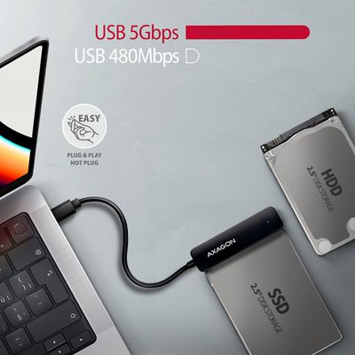 AXAGON ADSA-FP2C USB-C 5Gbps - SATA 6G 2.5 SSD/HDD SLIM adaptér
