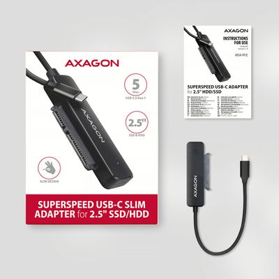 AXAGON ADSA-FP2C USB-C 5Gbps - SATA 6G 2.5 SSD/HDD SLIM adaptér