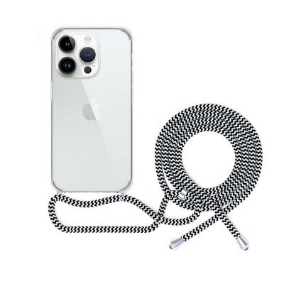 EPICO transparentní kryt se šňůrkou pro iPhone 14 Plus - černo-bílá