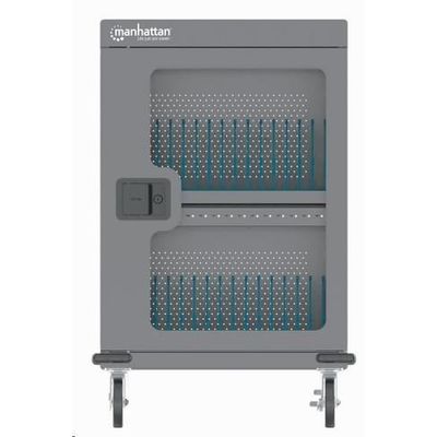 MANHATTAN nabíjecí vozík - 32 portů USB-C, 576 W, přepěťová ochrana, tichá ventilace, kovové pouzdro, černá