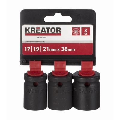 Kreator KRT095100 - 3ks nástrčných hlavic 17-19-21mm 1/2