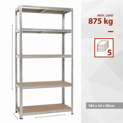 Kreator KRT674001 - Kovový regál 180 x 90 x 40cm, 5 polic, 875kg