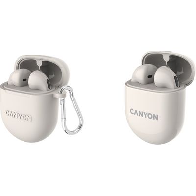 CANYON TWS6BE Bluetooth bezdrátová sluchátka s mikrofonem, béžová