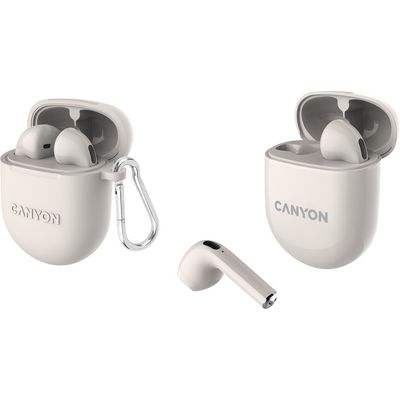 CANYON TWS6BE Bluetooth bezdrátová sluchátka s mikrofonem, béžová