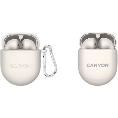 CANYON TWS6BE Bluetooth bezdrátová sluchátka s mikrofonem, béžová