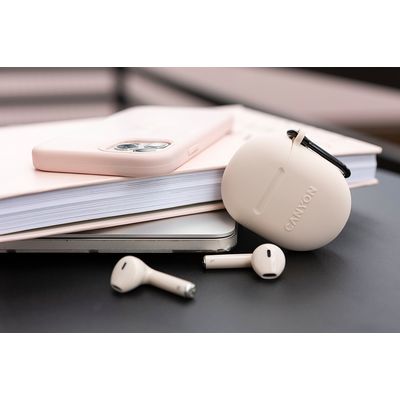 CANYON TWS6BE Bluetooth bezdrátová sluchátka s mikrofonem, béžová