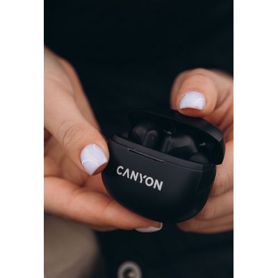 CANYON TWS8B Bluetooth bezdrátová sluchátka s mikrofonem, černá