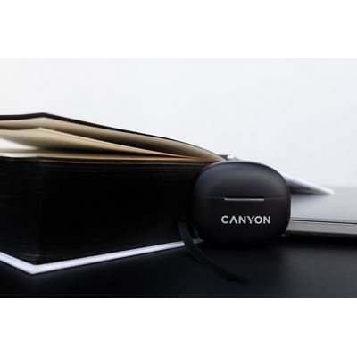 CANYON TWS8B Bluetooth bezdrátová sluchátka s mikrofonem, černá