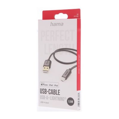 Hama MFi USB kabel pro Apple, USB-A Lightning 1,5 m, černý
