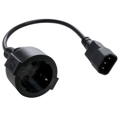 C-TECH kabel síťový adaptér C14 (M) -> schuko (F), 15 cm