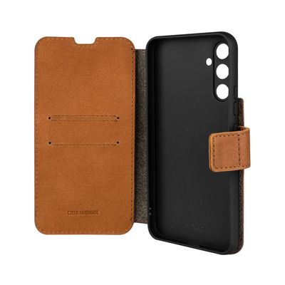 Kožené pouzdro typu kniha FIXED ProFit pro Samsung Galaxy A34 5G, hnědé