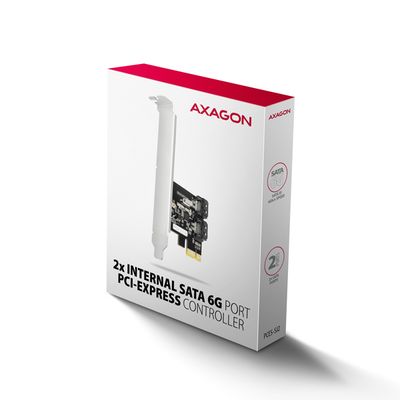 AXAGON PCES-SJ2, PCIe řadič - 2x interní SATA 6G port, JMB582, SP & LP
