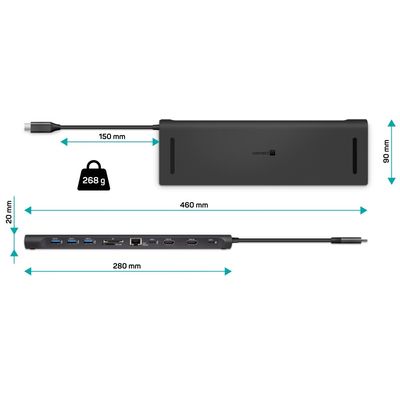 CONNECT IT USB-C dokovací stanice, 11v1 (2xHDMI), externí, antracitový