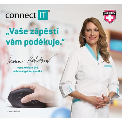 Connect IT FOR HEALTH ergonomická vertikální myš, bezdrátová