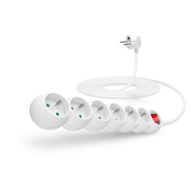 Connect IT prodlužovací kabel 230 V, 6 zásuvek, 5m, s vypínačem (bílý)