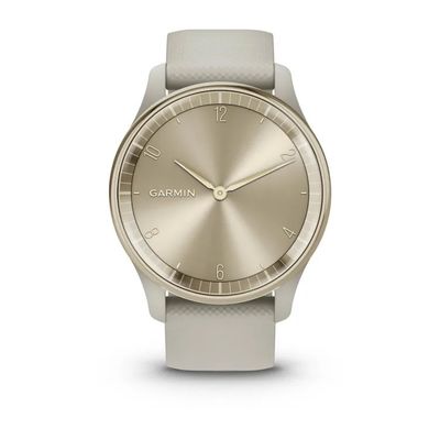 Garmin vivomove Trend, Nerezová luneta Cream Gold, pouzdro French Grey, silikonový řemínek