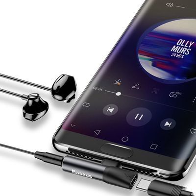 Baseus audio rozbočovač L41 s koncovkami USB-C samec / USB-C samice /3,5mm Jack samice, černá