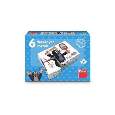 Dino Dřevěné obrázkové kostky Krtek 6 ks
