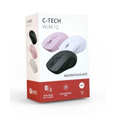 C-TECH WLM-12 Dual mode, bezdrátová, BT + 2,4GHz, černá