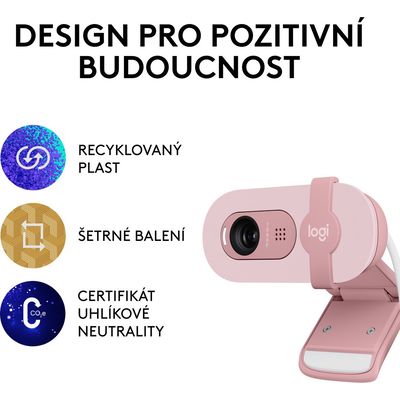 Logitech Brio 100 Full HD Webcamera, růžová