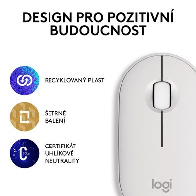 Logitech Wireless Pebble mouse 2, M350s, bílá