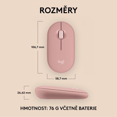 Logitech Wireless Pebble mouse 2, M350s, růžová