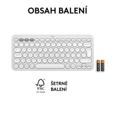Logitech Pebble Keys 2 K380s, US, bezdrátová klávesnice, bílá