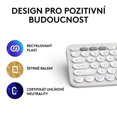 Logitech Pebble Keys 2 K380s, US, bezdrátová klávesnice, bílá