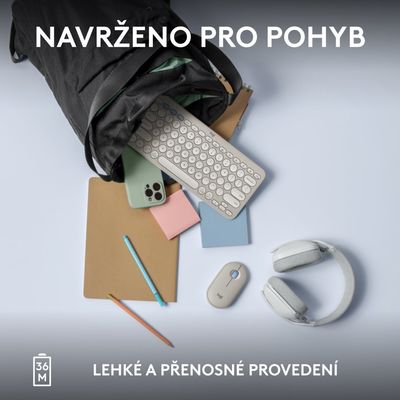 Logitech Pebble Keys 2 K380s, US, bezdrátová klávesnice, bílá