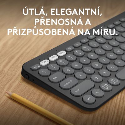 Logitech Pebble Keys 2 K380s, US, bezdrátová klávesnice, grafitová