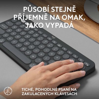 Logitech Pebble Keys 2 K380s, US, bezdrátová klávesnice, grafitová
