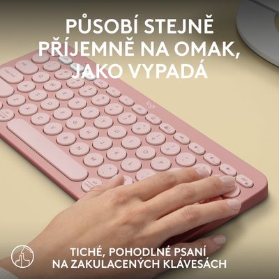 Logitech Pebble Keys 2 K380s, US, bezdrátová klávesnice, růžová