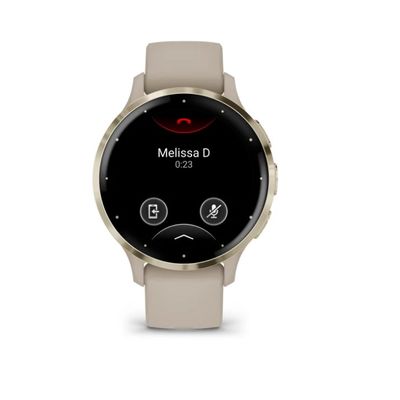 Garmin Venu 3S, Nerezová luneta Soft Gold, pouzdro French Gray, silikonový řemínek