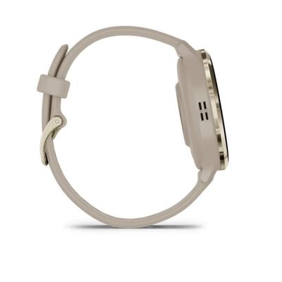 Garmin Venu 3S, Nerezová luneta Soft Gold, pouzdro French Gray, silikonový řemínek
